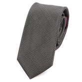 Dark Grey Check Silk Slim Tie - Tie Doctor